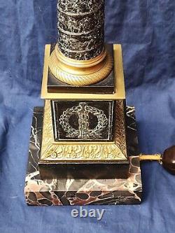 Beautiful Antique Neoclassical Marble Converted Oil Lamp Yellow Colored Crystal