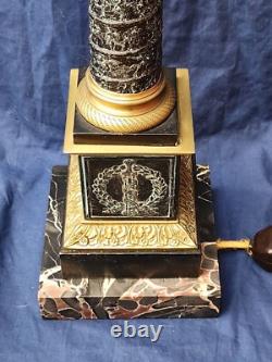 Beautiful Antique Neoclassical Marble Converted Oil Lamp Yellow Colored Crystal