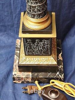 Beautiful Antique Neoclassical Marble Converted Oil Lamp Yellow Colored Crystal