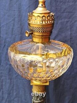 Beautiful Antique Neoclassical Marble Converted Oil Lamp Yellow Colored Crystal