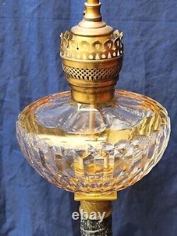 Beautiful Antique Neoclassical Marble Converted Oil Lamp Yellow Colored Crystal