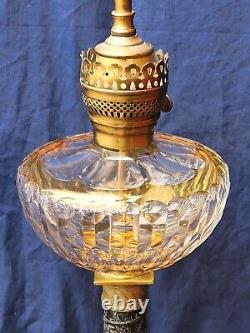 Beautiful Antique Neoclassical Marble Converted Oil Lamp Yellow Colored Crystal