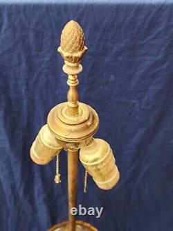 Beautiful Antique Neoclassical Marble Converted Oil Lamp Yellow Colored Crystal