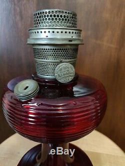 Beautiful Antique Ruby Red Beehive Aladdin Model B Oil Lamps 1937-38