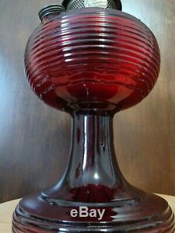 Beautiful Antique Ruby Red Beehive Aladdin Model B Oil Lamps 1937-38