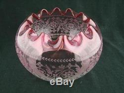 Beautiful Antique Victorian Cranberry Tinted Finely Moulded Oil Lamp Shade