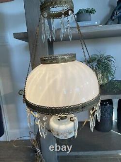 Beautiful Antique oil converted to electric hanging lamp Victorian Millers