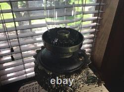 Beautiful Heavy Fancy 24 Antique Brass Oil Converted GWTW Table Lamp