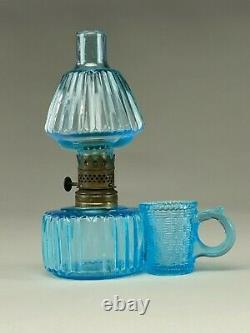Beautiful & Scarce Antique Miniature Sapphire Blue Match Holder Finger Lamp