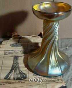 Beautiful Tiffany Favrile Glass Candle Oil Lamp Antique Original LCT Signed