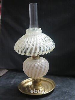 Blue DQMP Rare Art Glass Antique Miniature Peg Oil Lamps MINT