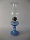 Blue Glass Kerosene Oil Lamp Early XX Th Century Octagonal Font