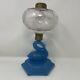 Blue Swan Antique Old Kerosene Oil Boston Sandwich Glass Lamp Base See Listing