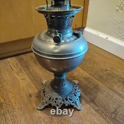 Bradley and Hubbard The B&H antique Kerosene Lamp Oil Silver Nickel DATED 1828