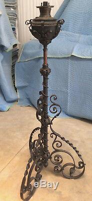 Bradley and Hubbard Wrought Iron Floor/Piano Lamp Extension, c1870s-90s Oil