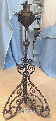 Bradley and Hubbard Wrought Iron Floor/Piano Lamp Extension, c1870s-90s Oil