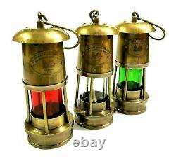 Brass Maritime Boat Light Minor Oil Lamp Antique Nautical Ship Lantern Set of 3