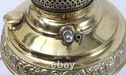 Brass New Juno No. 2 Converted Antique Oil Lamp White Cased Glass Draped Shade