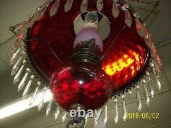 Brass Oil lamp Cranberry Glass Fostoria -converted to electric