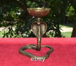 Brass Snake Lamp 7'' Inches Naag Diya Holder Temple Housewarming Decor EK683