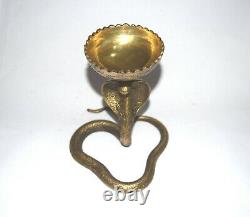 Brass Snake Lamp 7'' Inches Naag Diya Holder Temple Housewarming Decor EK683