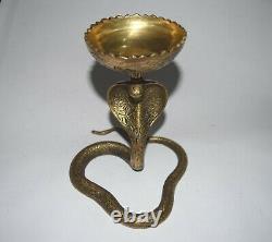 Brass Snake Lamp 7'' Inches Naag Diya Holder Temple Housewarming Decor EK683