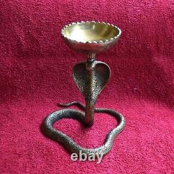 Brass Snake Lamp 7'' Inches Naag Diya Holder Temple Housewarming Decor EK683