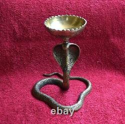 Brass Snake Lamp 7'' Inches Naag Diya Holder Temple Housewarming Decor EK683