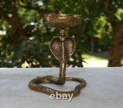 Brass Snake Lamp 7'' Inches Naag Diya Holder Temple Housewarming Decor EK683