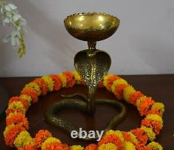 Brass Snake Lamp 7'' Inches Naag Diya Holder Temple Housewarming Decor EK683