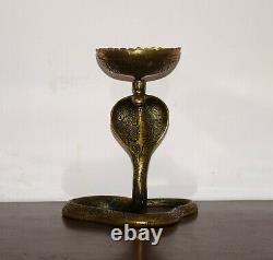 Brass Snake Lamp 7'' Inches Naag Diya Holder Temple Housewarming Decor EK683