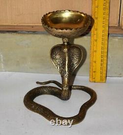 Brass Snake Lamp 7'' Inches Naag Diya Holder Temple Housewarming Decor EK683