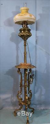 Brass Victorian piano lamp converted from oil, 19th Century (1800s)