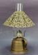 Brass kerosene oil Lamp antique PIERCED shade miniature 11-1/2 embossed design