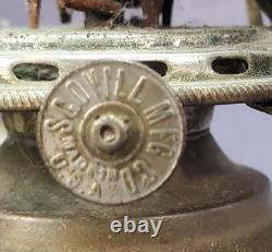 Brass kerosene oil Lamp antique PIERCED shade miniature 11-1/2 embossed design