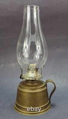 Brass kerosene oil Lamp antique PIERCED shade miniature 11-1/2 embossed design