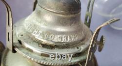 Brass kerosene oil Lamp antique PIERCED shade miniature 11-1/2 embossed design