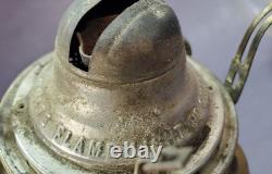 Brass kerosene oil Lamp antique PIERCED shade miniature 11-1/2 embossed design