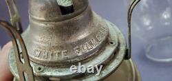 Brass kerosene oil Lamp antique PIERCED shade miniature 11-1/2 embossed design