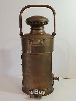 Brass ship/marine/nautical oil lamp/lantern, USN, Perkins 18 VG Condition