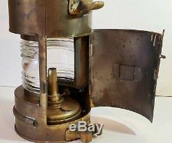 Brass ship/marine/nautical oil lamp/lantern, USN, Perkins 18 VG Condition