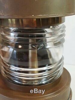 Brass ship/marine/nautical oil lamp/lantern, USN, Perkins 18 VG Condition