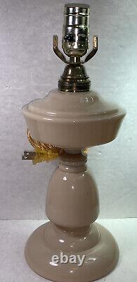 Bristol Glass Oil Lamp Pair! Tan Opaline, Hand Blown, Electrified, ANTIQUE, RARE