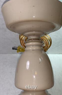 Bristol Glass Oil Lamp Pair! Tan Opaline, Hand Blown, Electrified, ANTIQUE, RARE