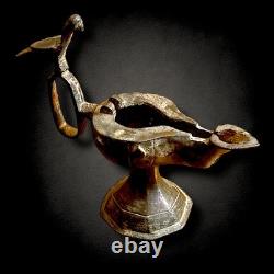 Byzantine /Seljuk Bronze Oil Lamp w Bird Finial