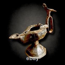Byzantine /Seljuk Bronze Oil Lamp w Bird Finial