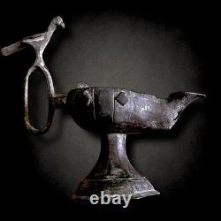 Byzantine /Seljuk Bronze Oil Lamp w Bird Finial