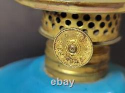 C1890s Miniature Praying Girl & Angels Oil Lamp GWTW Antique Glass Ball Shade