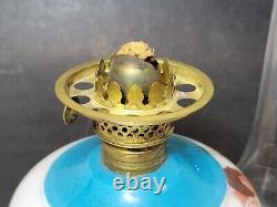 C1890s Miniature Praying Girl & Angels Oil Lamp GWTW Antique Glass Ball Shade