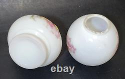 C1890s Miniature Praying Girl & Angels Oil Lamp GWTW Antique Glass Ball Shade